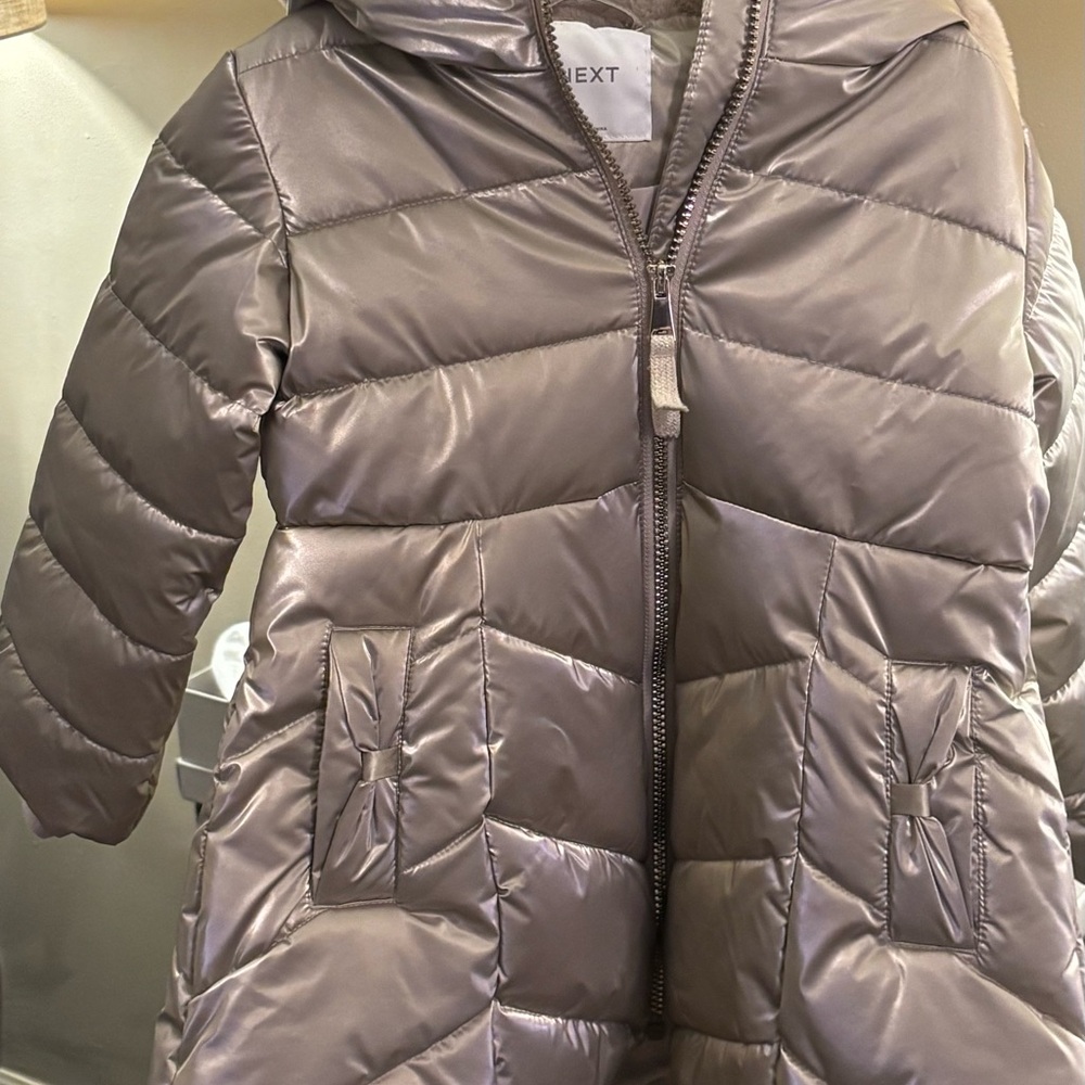 Next Kids Puffer Jacket w/Hood in Metallic Taupe